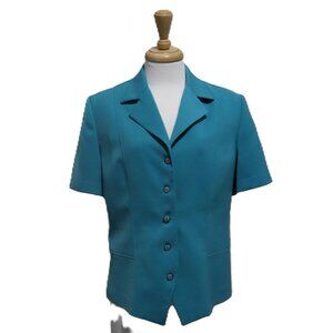 Tradition Women's Blue Green Button Down Short Sleeve